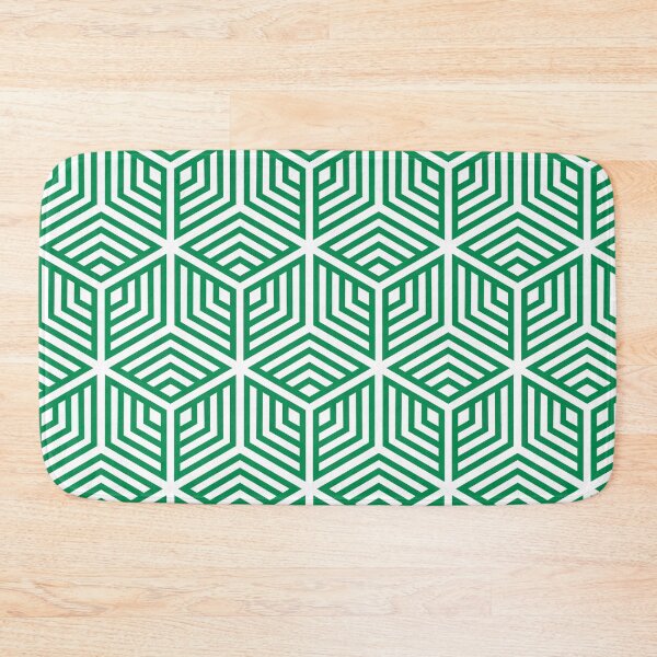 Item preview, Green and White Ornamental Cube Geometric Pattern 2022 Trending Color - Hue - Shade - Colour Pantone Green Bee 17-6154 designed and sold by ColorOfTheYears.