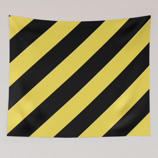 Item preview, Yellow and Black Diagonal Stripe Pattern 2022 Trending Color - Hue - Shade - Colour Pantone Illuminating Yellow 13-0647 designed and sold by ColorOfTheYears.