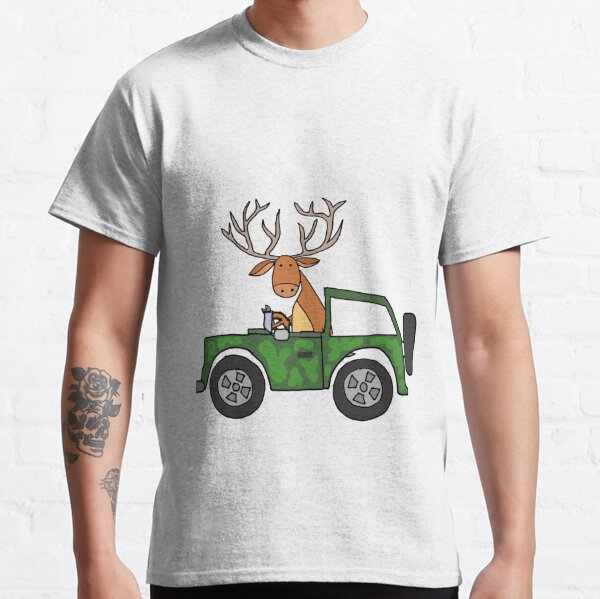 Funny Deer Buck Driving Jeep Cartoon Classic T-Shirt