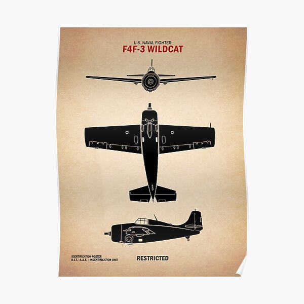 WW2 F4F Wildcat Identification Chart Poster
