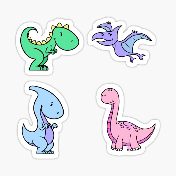 Cute Dinosaur Sticker Pack Sticker for Sale by artlahdesigns