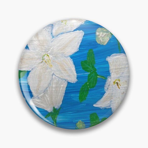 Item preview, White star flowers on vivid blue designed and sold by Ruth Breen Artwork .