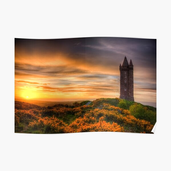 Sunset at Scrabo Tower Poster