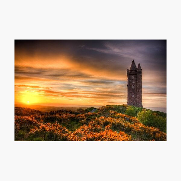 Sunset at Scrabo Tower Photographic Print