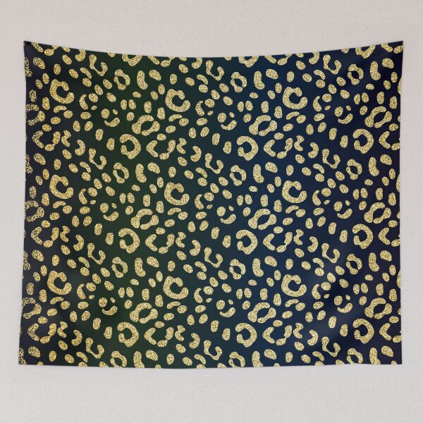 Item preview, Elegant Leopard Cheetah Skin In Metallic Gold Glitter On Blue Black designed and sold by IZiets.