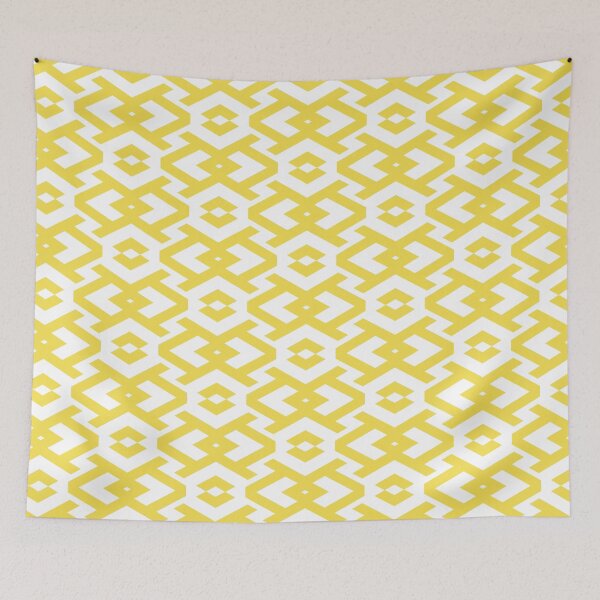 Item preview, Yellow and White Art Deco Geometric Shape Pattern 2022 Trending Color - Hue - Shade - Colour Pantone Illuminating Yellow 13-0647 designed and sold by ColorOfTheYears.