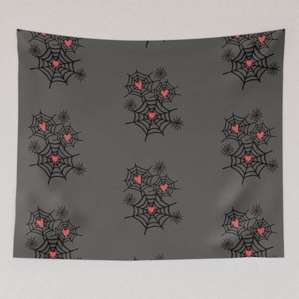 Item preview, Spooky Spider Webs and Hearts On A Grey Vintage Wall Halloween  designed and sold by JooArtPrints  ★★★★★.