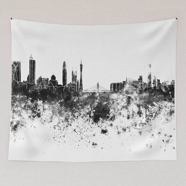 Item preview, Guangzhou skyline in watercolor on white background designed and sold by paulrommer.