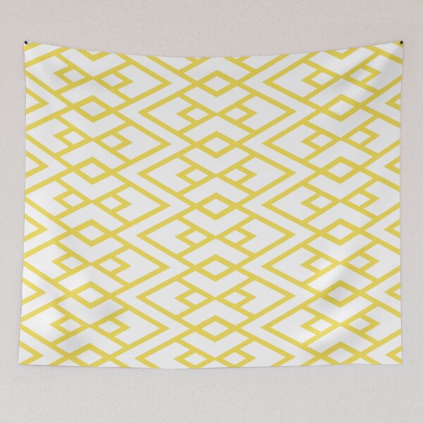 Item preview, Yellow and White Diamond Shape Art Deco Pattern 2022 Trending Color - Hue - Shade - Colour Pantone Illuminating Yellow 13-0647 designed and sold by ColorOfTheYears.