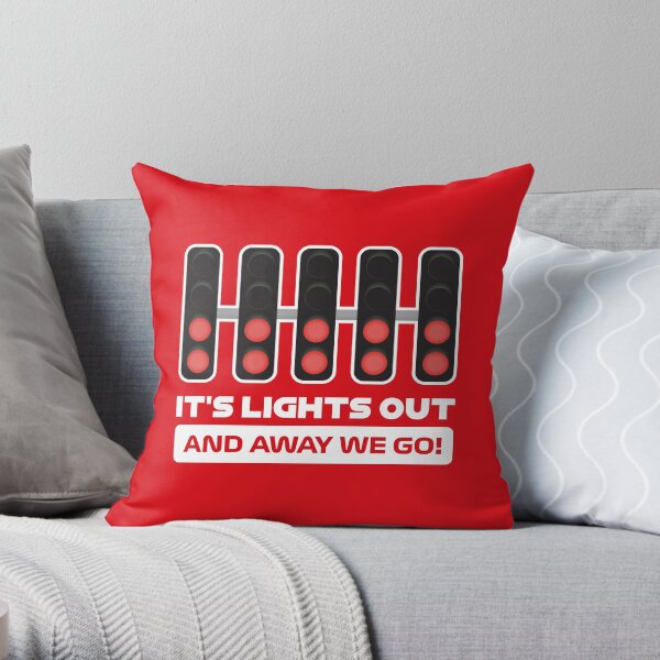 It's Lights Out and Away We Go! - Version 2 (Red BG) Throw Pillow