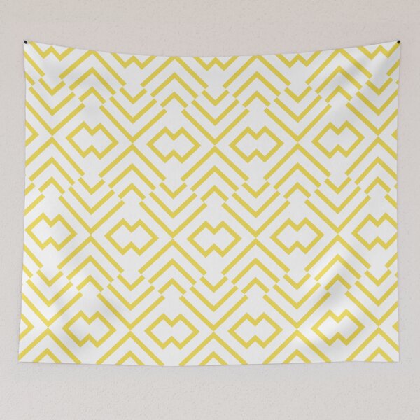 Item preview, Yellow and White Abstract Art Deco Shape Pattern 2022 Trending Color - Hue - Shade - Colour Pantone Illuminating Yellow 13-0647 designed and sold by ColorOfTheYears.