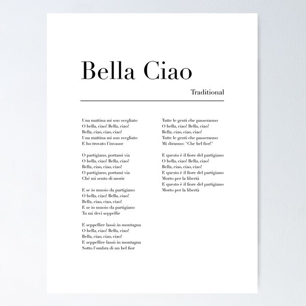 Bella Ciao - The Partisans Poster for Sale by sirglennbo