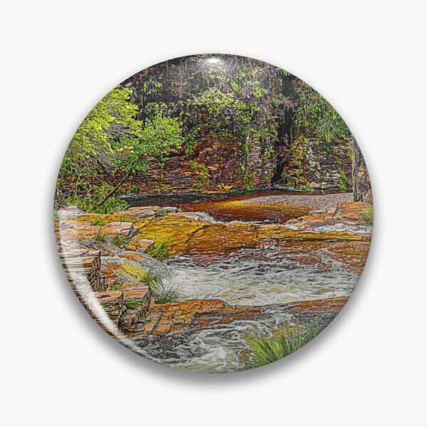 Item preview, The golden cascade. Water running down by the rocks with golden tones of the sedimentary rocks, Capitólio MG Brazil designed and sold by vbacarin.