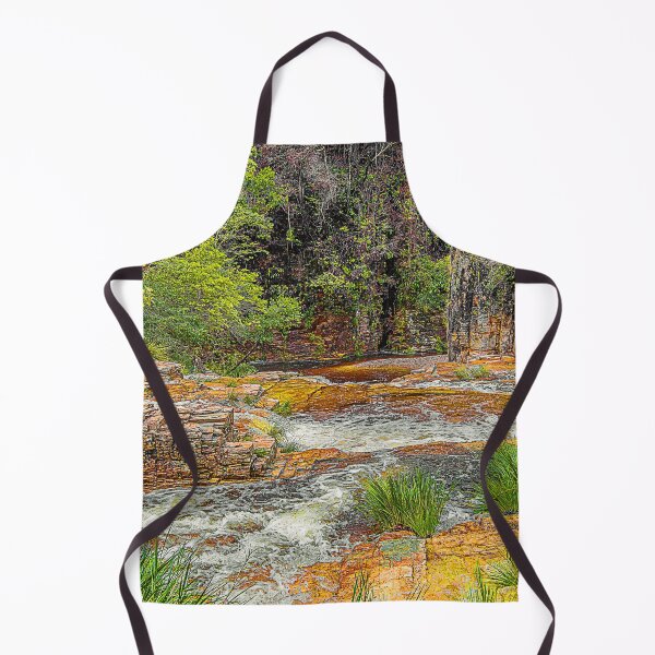 Item preview, The golden cascade. Water running down by the rocks with golden tones of the sedimentary rocks, Capitólio MG Brazil designed and sold by vbacarin.