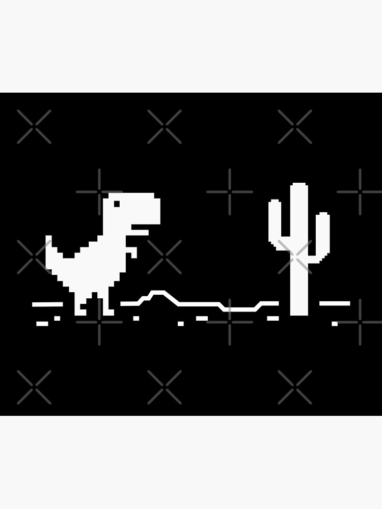 Chrome Pixel Dino Run T Rex with a Pixel Cactus in the Desert - Browser Offline Game by gengns