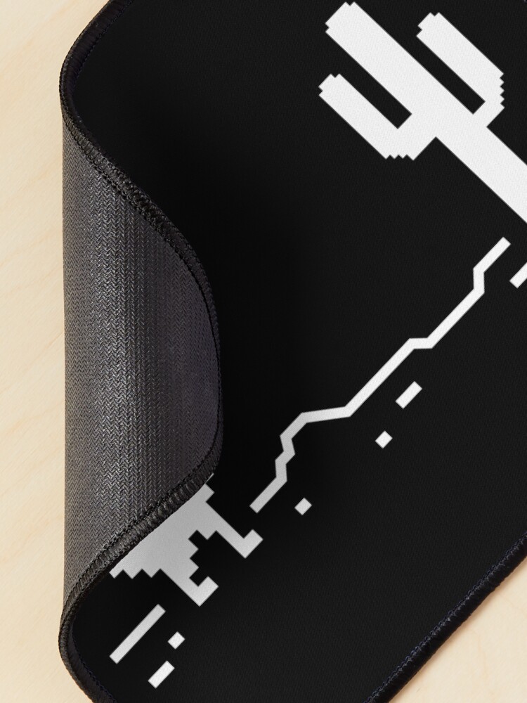 Alternate view of Chrome Pixel Dino Run T Rex with a Pixel Cactus in the Desert - Browser Offline Game Mouse Pad