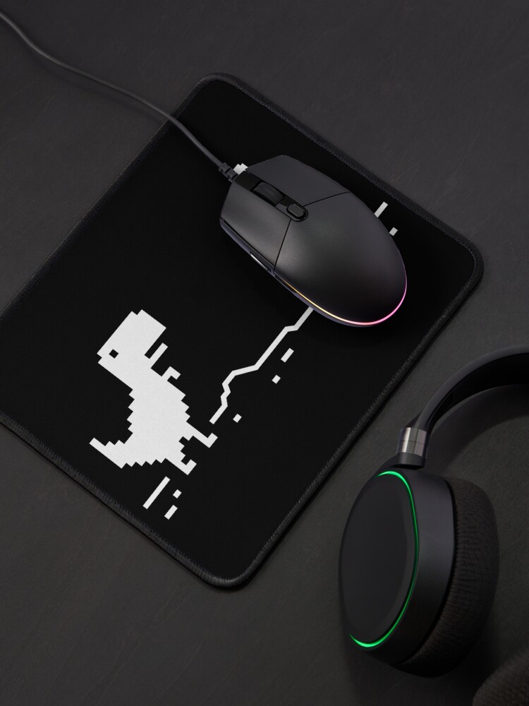 Alternate view of Chrome Pixel Dino Run T Rex with a Pixel Cactus in the Desert - Browser Offline Game Mouse Pad