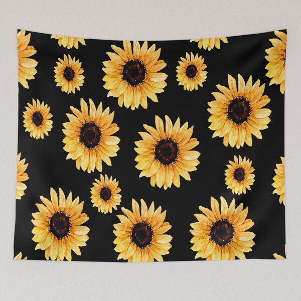 Item preview, Various sunflowers on a black background designed and sold by Shawa Shop.