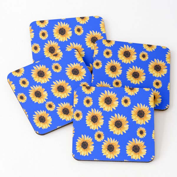 Item preview, Various sunflowers on a blue background designed and sold by Shawa Shop.