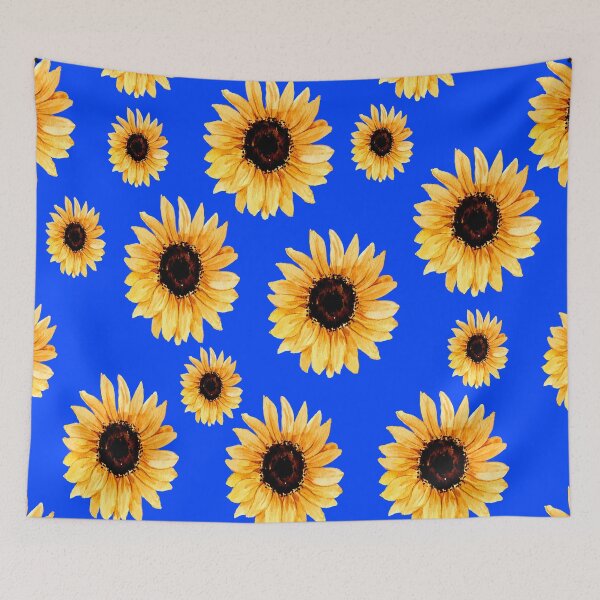 Item preview, Various sunflowers on a blue background designed and sold by Shawa Shop.