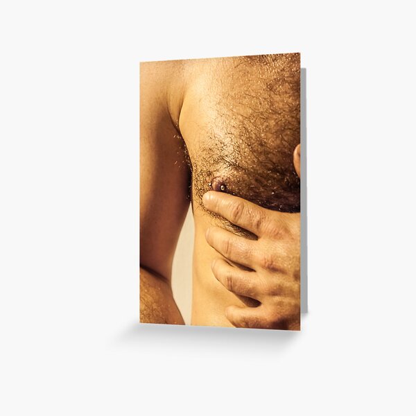 Marco - Piercing / Nude male with hairy chest and pierced nipple Greeting Card