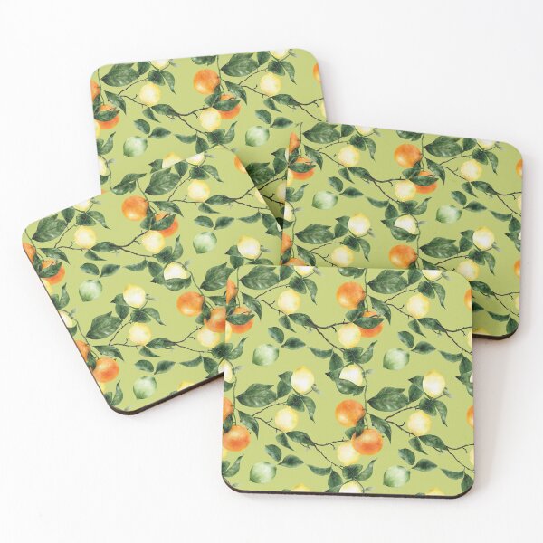 Item preview, Colorful lemon and orange fruits and Leaves Pattern designed and sold by digoarpi.