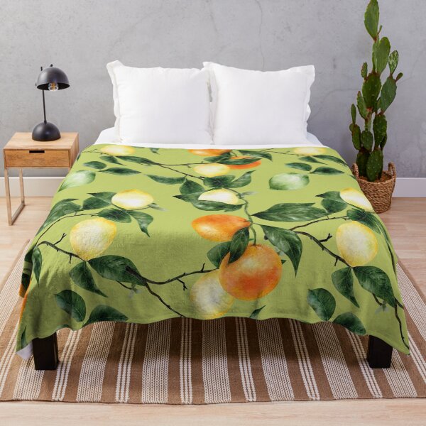 Item preview, Colorful lemon and orange fruits and Leaves Pattern designed and sold by digoarpi.