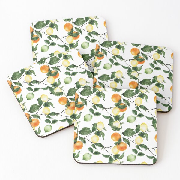 Item preview, Colorful lemon and orange fruits and Leaves Pattern designed and sold by digoarpi.