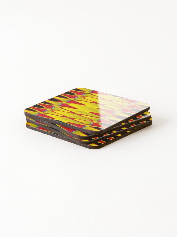Thumbnail 4 of 5, Coasters (Set of 4), Abstract Geometric Patterns With Golden And Red Gradients designed and sold by ClassyPatterns.