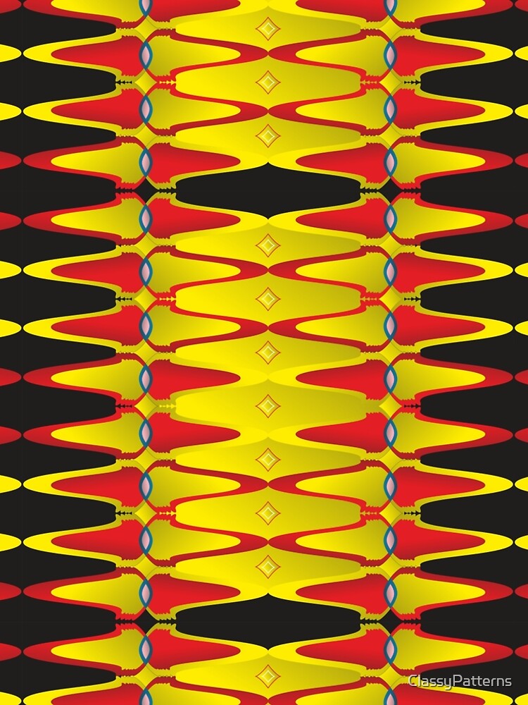 Thumbnail 5 of 5, A-Line Dress, Abstract Geometric Patterns With Golden And Red Gradients designed and sold by ClassyPatterns.