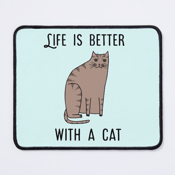 Item preview, Life is better with a cat - featuring brown tabby kitty on light aqua designed and sold by spiralforest.
