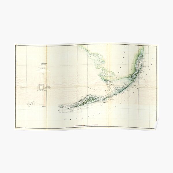 Vintage Map of The Florida Keys (1859) Poster