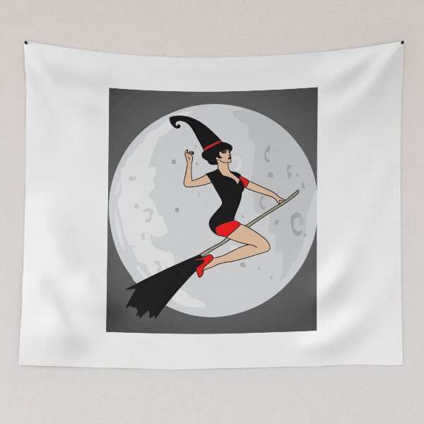Item preview, Flying Witch On A Broomstick With A Hat designed and sold by flofin.