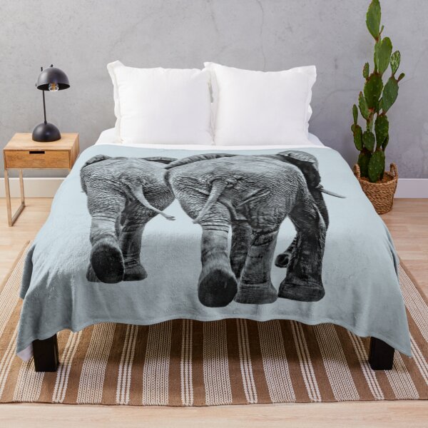 Item preview, Elephant Pair Full Figure Rear View in Black and White designed and sold by Scotch Macaskill.