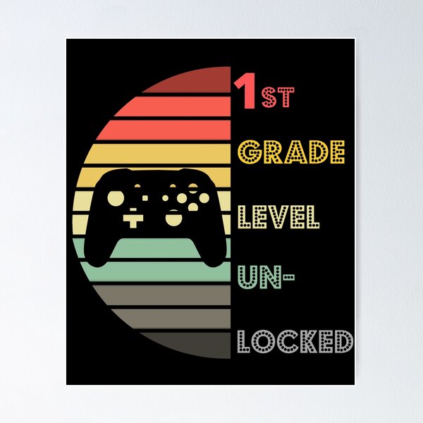 Item preview, 1st Grade Level Unlocked - Controller on a Sunset Background - Gift for Daughter or Niece designed and sold by CactusFamily.