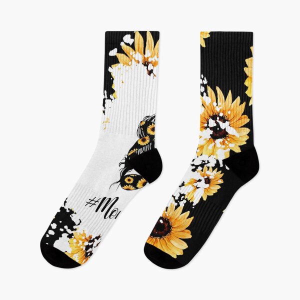 Item preview, Sunflower Mom Life Mom Bun Hair Black Background designed and sold by Shawa Shop.