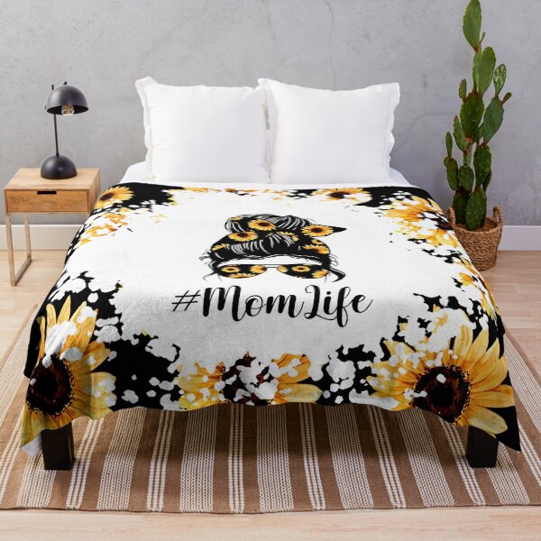 Item preview, Sunflower Mom Life Mom Bun Hair Black Background designed and sold by Shawa Shop.