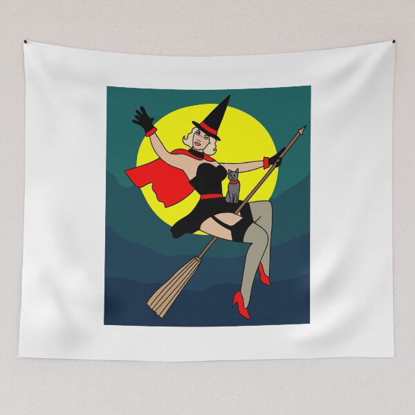 Item preview, Flying Witch On A Broomstick With A Hat designed and sold by flofin.