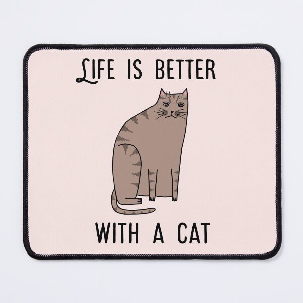 Item preview, Life is better with a cat - featuring brown tabby kitty on light pink designed and sold by spiralforest.