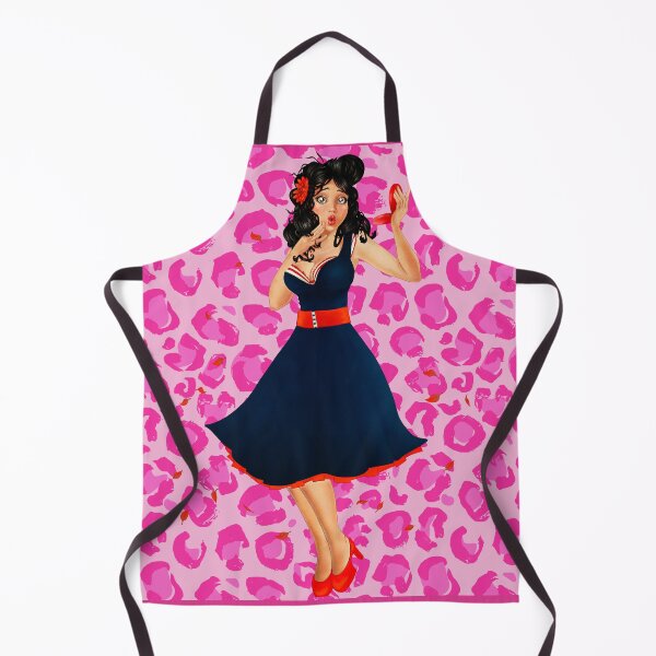 Item preview, Rockabilly Pinup With Pink Cheetah Background designed and sold by Taleahsdesigns.