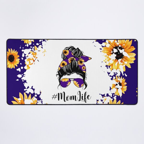Item preview, Sunflower Mom Life Mom Bun Hair Dark Purple Background designed and sold by Shawa Shop.