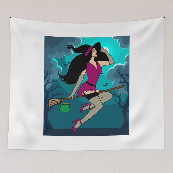 Item preview, Flying Witch On A Broomstick With A Hat designed and sold by flofin.