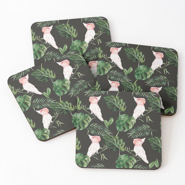 Item preview, Colorful Jungle Leaves Pattern with pink parrots designed and sold by digoarpi.