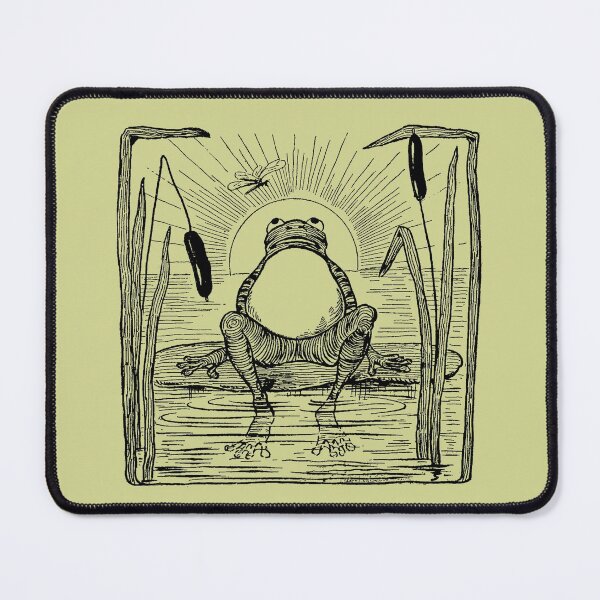 Item preview, Emo Vintage Cottagecore Green Frog: Cute Frogge with Dragonfly on Lilypad Pond, Lonely Froggy Naturecore Illustration, Botanical Meadowcore by the Lake designed and sold by MinistryOfFrogs.