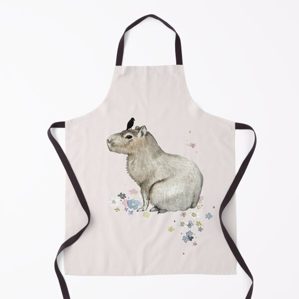 Item preview, Dreamy Capybara w/ flowers (and a bird friend on its head) designed and sold by mooonhannah.