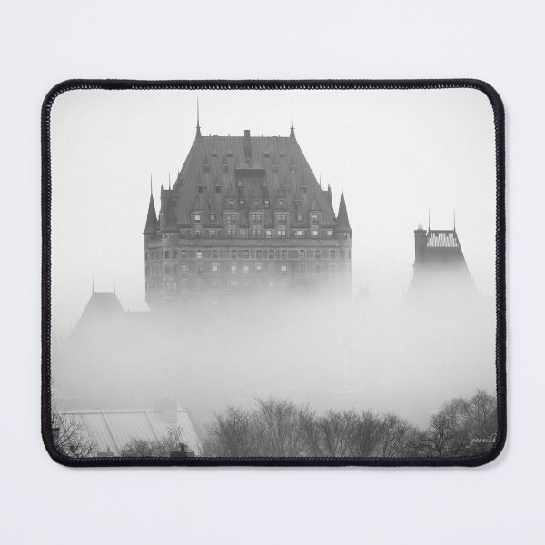 Item preview, A Foggy Morning engulfs Chateau Frontenac Black and White designed and sold by Yannik Hay.