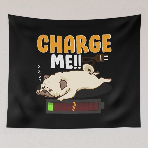 Item preview, Pug Sleeping Charge Me Funny Sleeping Pug T Shirt Merch designed and sold by PRINTS2HOT.