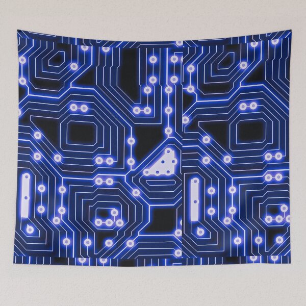 Item preview, Blue Electronic chip-circuit board, bit, electronic, circuit, retro style designed and sold by Harshler-Art.