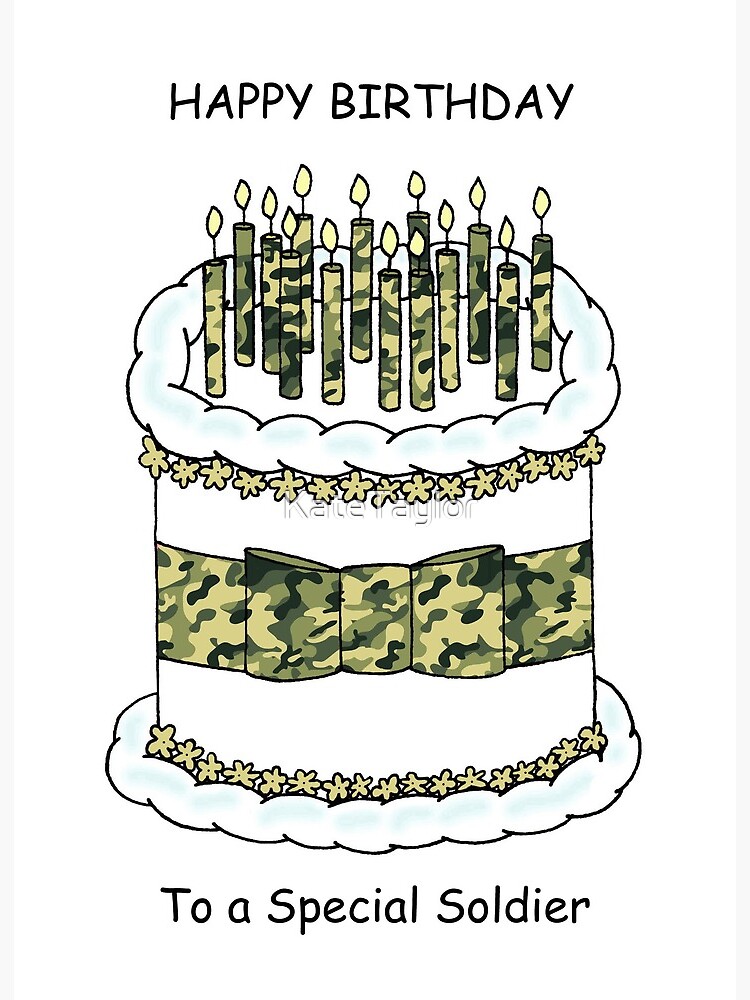 Lámina rígida «Feliz cumpleaños a la torta y las velas del soldado» de  KateTaylor | Redbubble