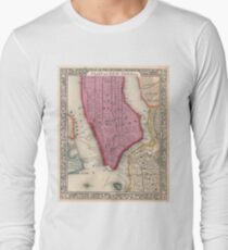 Camiseta de manga larga Vintage Map of Lower New York City (1860)